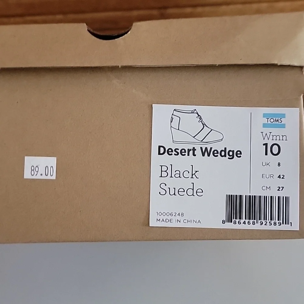 Toms Black Suede Women's Boots Desert Wedge Shoes 10